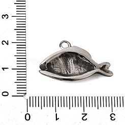 304ステンレススチール製ビッグペンダント  魚のチャーム  アンティークシルバー  16x26.7x4.5mm  穴：2mm&nbsp;STAS-B128-12AS