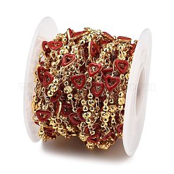 Brass Heart Link Chains&nbsp;KK-D368-03G-H