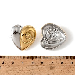 304ステンレススチールスタッドピアス  ハート  ゴールデン·ステンレス鋼色  26.5x28mm&nbsp;EJEW-Z173-06GP