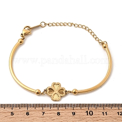 女性用304ステンレススチールリンクブレスレット  クローバー  ゴールドカラー  内径：1.69インチ（4.3cm）&nbsp;LS-BJEW-D407-02G
