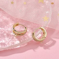 Brass Micro Pave Clear Cubic Zirconia Hoop Earring Findings&nbsp;ZIRC-YW0001-10G