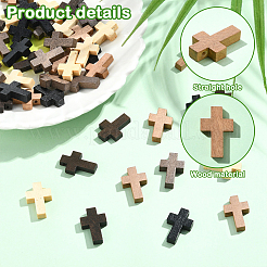 50スタイルの木製ペンダント5個  クロス  ミックスカラー  21~100x14~15x4~5mm  穴：1.8~2mm&nbsp;FIND-YW0005-73