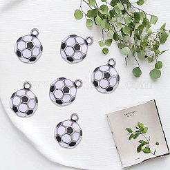 6個真鍮エナメルチャーム  サッカーのチャーム  プラチナメッキ  12x10mm  穴：1.4mm&nbsp;KK-SC0007-75
