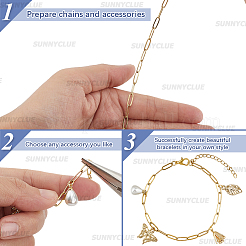 12Pcs 304 Stainless Steel Paperclip Chains Bracelets for Men Women&nbsp;BJEW-SC0001-63G