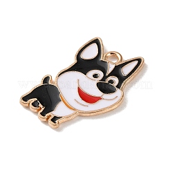 合金エナメルチャーム  犬  ライトゴールド  カラフル  25x16.5x1.2mm  穴：2mm&nbsp;FIND-I047-01KCG-09