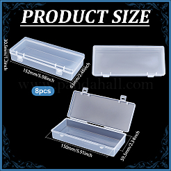 ヒンジ付き蓋付きプラスチックビーズ容器  長方形  透明  15.2x6.3x3.05cm  内径：15x5.95のCM&nbsp;AJEW-WH0650-26