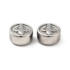 変色しにくい304ステンレススチールビーズ  フルール·ド·リスとフラットラウンド  ステンレス鋼色  10x6mm  穴：1.6mm&nbsp;STAS-C055-01P