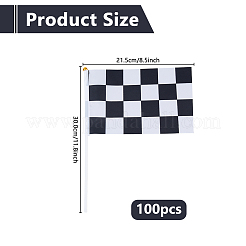 ポリエステルタータンレースフラッグ  プラスチックスティック付き  ブラック  300x215x9.5mm&nbsp;AJEW-WH0556-47