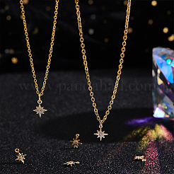 16個 2スタイル 真鍮マイクロパヴェキュービックジルコニアチャーム  ニッケルフリー  18芒星  10.5~11x8.5~9x1~2KGP本金メッキ  1mm  穴：8mm  [1]個/スタイル&nbsp;KK-UN0002-12