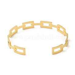 304ステンレススチール中空長方形カフバングル  ゴールドカラー  内径：2-1/8x2-1/2インチ（5.4x6.3cm）&nbsp;LS-BJEW-H322-01G