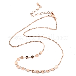 Brass Cable & Flat Sequin Chains Necklaces for Women&nbsp;NJEW-D302-44RG