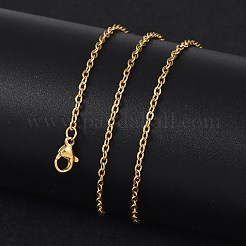 Ion Plating(IP) 304 Stainless Steel Cable Chain Necklaces&nbsp;NJEW-K090-01G