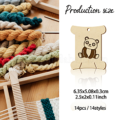 14 個 14 スタイル合板糸巻板  刺繍クロスステッチ縫製工芸用  動物  63.1x50.2x3mm  穴：4mm  1個/スタイル&nbsp;WOOD-WH0060-10