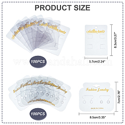 200個 2スタイルのプラスチックヘアクリップとヘアタイディスプレイカード  ゴールド スタンプ単語ファッション ジュエリーと長方形  透明  7~8.3x5.7~8.5cm  100個/スタイル&nbsp;CDIS-OC0001-06