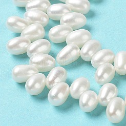 天然養殖淡水パールビーズ連売り  グレード5 A  ライス  古いレース  8~9x6~7mm  穴：0.1mm  約83~84個/連  16.26インチ（41.3cm）&nbsp;PEAR-J007-65