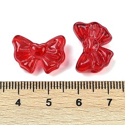 透明ガラスビーズ  蝶結び  焼き付け塗料  ミックスカラー  13x17.5x8.5mm  穴：1mm&nbsp;DGLA-E004-10A