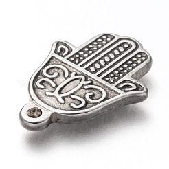 304ステンレスペンダント  ハムサ手/ファティマの手/ミリアムの手  アンティークシルバー  25.5x18.5x2.5mm  穴：2mm&nbsp;STAS-I170-18AS