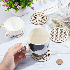 1 Set Wooden Carved Cup Mats&nbsp;WOOD-BC0001-26