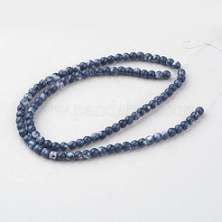 天然の海白いヒスイの​​ビーズ連売り  ラウンド  染め  藤紫色  4mm  穴：1mm  約104個/連  15.7インチ（400mm）&nbsp;G-G916-4mm-05