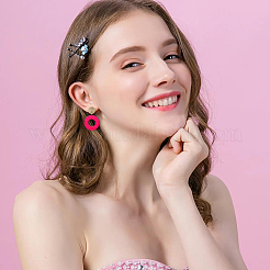 6 Pairs 6 Colors Acrylic Donut Dangle Stud Earrings with Steel Iron Pins for Women&nbsp;EJEW-FI0002-63