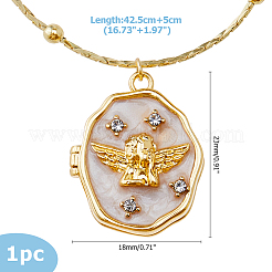 1Pc Cupid Brass Crystal Rhinestone Oval Locket Necklaces&nbsp;NJEW-HS0001-14