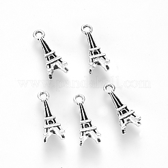 合金のチベット風チャーム  エッフェル塔  カドミウムフリー＆鉛フリー  アンティークシルバー  16x7x7mm  穴：1.6mm  約1160個/1000g&nbsp;LS-TIBE-S320-177AS-LF