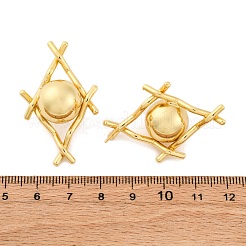 菱形と丸い真鍮のスタッドピアス  鉛フリー＆カドミウムフリー  長持ちメッキ  ラックめっき  18KGP本金メッキ  38.5x27mm&nbsp;EJEW-R025-03G