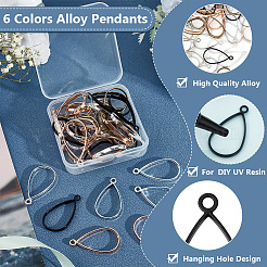 60Pcs 6 Colors Alloy Open Back Bezel Pendants&nbsp;FIND-OC0003-37