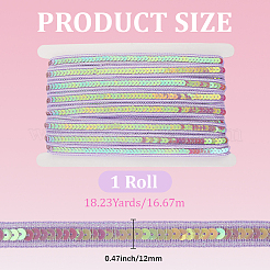 約16.7mのポリエステルリボン  プラスチックpailletteビーズと  洋服アクセサリー用  ライラック  1/2インチ（13.5mm）&nbsp;DIY-CY0001-68