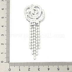 真鍮製ラインストーンペンダント  カドミウムフリー＆鉛フリー  花  カプリブルー  62x22x2.5mm  穴：1.6mm&nbsp;KK-I715-16S-01