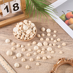 300Pcs Wood Cabochons&nbsp;WOOD-ME0001-24