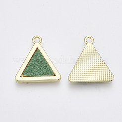 合金ペンダント  PUレザーと  三角形  ライトゴールド  ミディアムシーグリーン  19x18x2mm  穴：1.8mm&nbsp;PALLOY-T067-163B