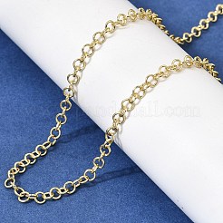 3.5mm真鍮ローロチェーンネックレス（女性用）  長持ちメッキ  ラックめっき  鉛フリー＆カドミウムフリー  18KGP本金メッキ  18.58インチ（47.2cm）&nbsp;NJEW-F366-02B