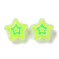ガラス模造翡翠ビーズ連売り  手描きのビーズ  エナメル  スター  芝生の緑  21.5x22x11mm  穴：1.3mm  約20個/連  14.96インチ（38cm）&nbsp;GLAA-L047-05D
