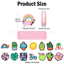 塩ビプラスチックビーズ  混合形状  ミックスカラー  17.5~31x9~30x7.5~8.5mm  穴：2~3mm  2個/スタイル&nbsp;KY-CJ0002-11