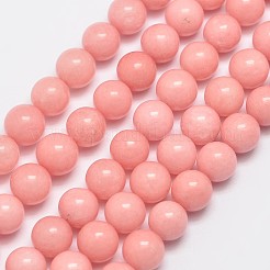 天然石マレーシアジェイドビーズ連売り  模造菱マンガン鉱  ラウンド  染め  鮭色  8mm  穴：1mm  約48個/連  15インチ&nbsp;G-A146-8mm-B08