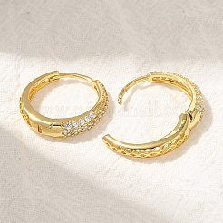 Rack Plating Brass Micro Pave Cubic Zirconia Hoop Earrings&nbsp;EJEW-H143-25G-01