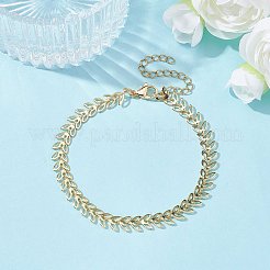 合金コブチェーンブレスレット  リーフリンクチェーンブレスレット  ゴールドカラー  7-1/4インチ（18.3cm）&nbsp;BJEW-TA00404