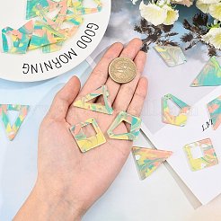 20個5スタイルアクリルパーツ  DIYブレスレットネックレスイヤリングジュエリークラフト作りのために  グラデーションカラー  トライアングル＆カイト＆ひし形  カラフル  4個/スタイル&nbsp;MACR-SC0001-07