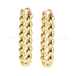 女性用真鍮ツイストロープ長方形フープピアス  カドミウムフリー＆鉛フリー  ライトゴールド  28x14x3mm  ピン：0.8mm&nbsp;EJEW-A072-20LG