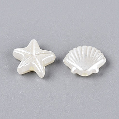 海をテーマにしたABSプラスチック製の模造真珠ビーズ  混合図形  乳白色  10~15x5.5~12x4mm  穴：1.5mm  約2083個/500g&nbsp;OACR-T028-85
