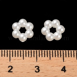 腹筋アクリルビーズ  花  ホワイト  8x8x3.5mm  穴：2.5mm&nbsp;X-OACR-Z016-07