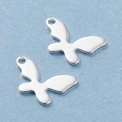 ステンレススチールチャーム201個  蝶  銀  8.5x14x0.8mm  穴：1.2mm&nbsp;STAS-H436-55S