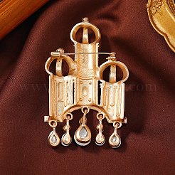 バックパックの服に合うヴィンテージの城の合金ラインストーンブローチ  クリスタル  83x50mm&nbsp;PW-WG64365-02