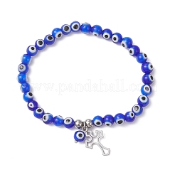 Cross 304 Stainless Steel Charm Bracelets&nbsp;BJEW-JB12262-01