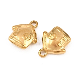 304ステンレスペンダント  ゴールドカラー  ハウス  16.5x14.5x5mm  穴：2mm&nbsp;STAS-A135-07C-G