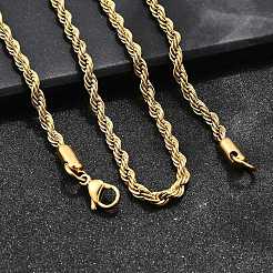 304 Stainless Steel Rope Chain Necklaces&nbsp;NJEW-P047-40
