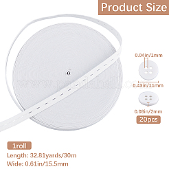 20Pcs Resin Buttons with 30M Polypropylene & Polycotton Flat Elastic Cord&nbsp;DIY-GF0009-64B