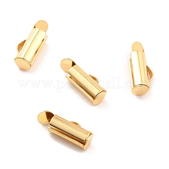 304ステンレススチール製スライドエンドクラスプチューブ  スライダエンドキャップ  18KGP本金メッキ  13x6x4mm  穴：3x1mm  内径：3mm&nbsp;X-STAS-C044-07B-G