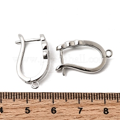ハート型真鍮フープピアス金具  水平ループ付き  ラッチバック  プラチナ  23x13.5x6mm  穴：1.6mm  ピン：1mm&nbsp;KK-A289-08P